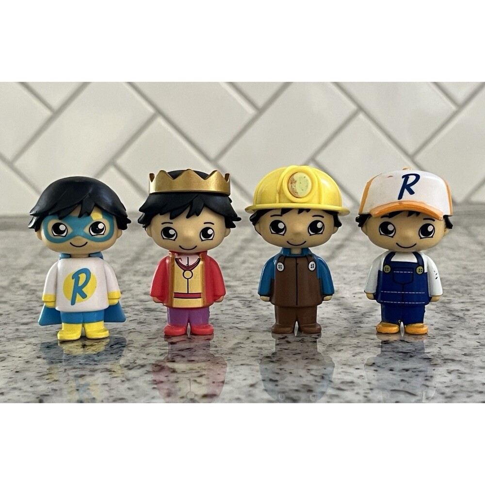 Ryan’s World Mini Figures Lot of 4 Red Titan Kingblu Miner Farmer 2” Toys
